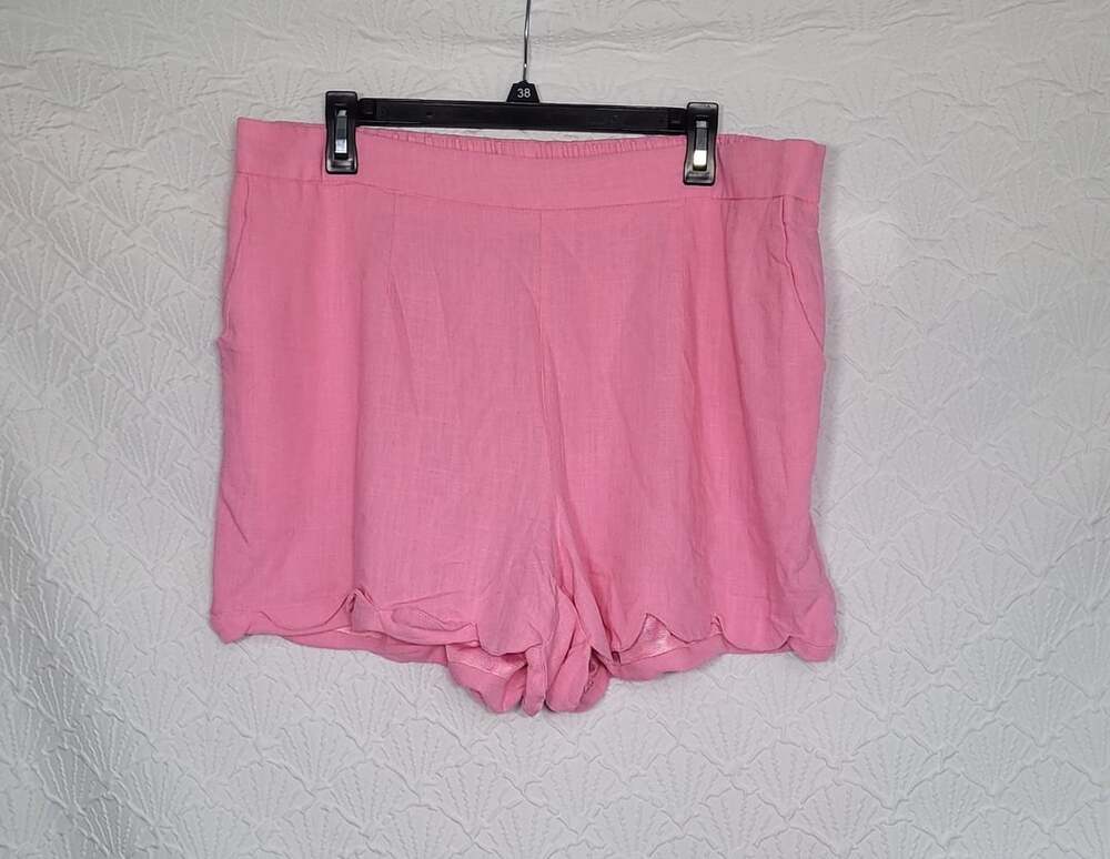 eesome Casual Shorts Size 2XL Pink Pull On Scalloped Hem